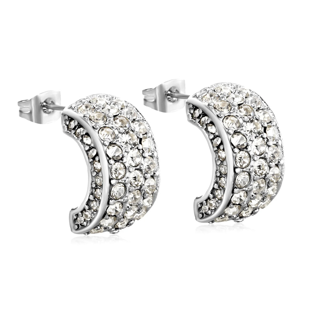 Crystal Pavé Crescent Hoop Earrings