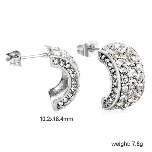 Crystal Pavé Crescent Hoop Earrings