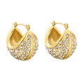 Gold Crystal Dome Hoop Earrings