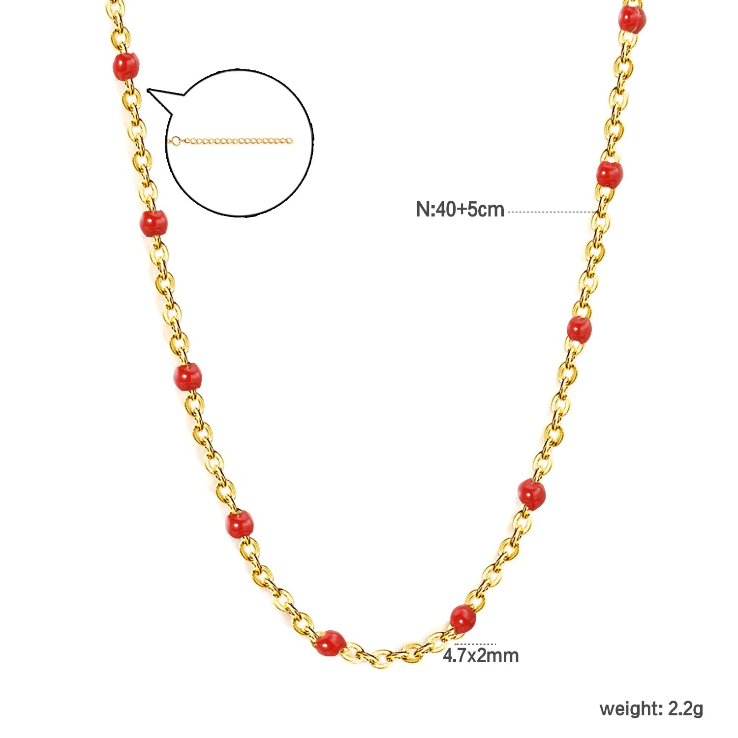 Enamel Bead Station Cable Chain Necklace