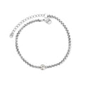 Silver Box Chain Crystal Solitaire Bracelet