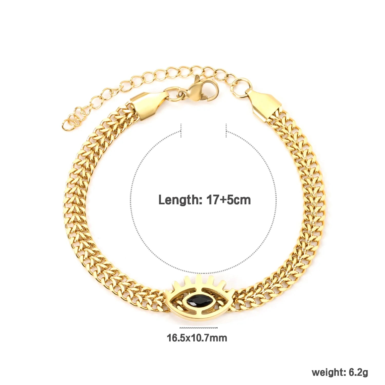 Gold Franco Chain Evil Eye Bracelet