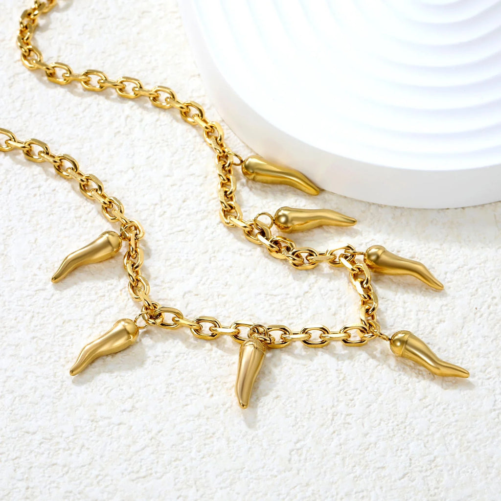 Chilli Pepper Charm Cable Chain Necklace