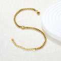 Gold Box Chain Crystal Solitaire Bracelet