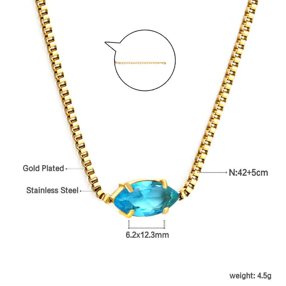 Marquise Crystal Solitaire Necklace