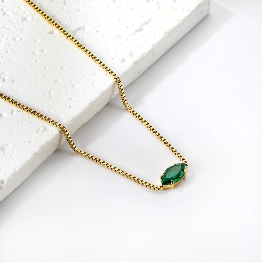 Marquise Crystal Solitaire Necklace
