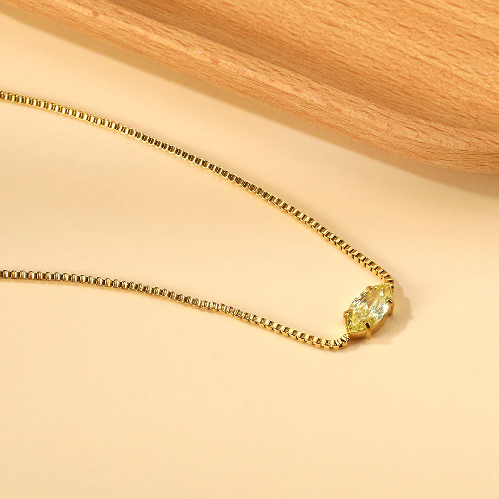Marquise Crystal Solitaire Necklace