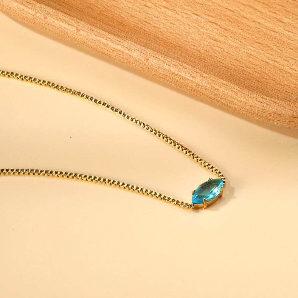 Marquise Crystal Solitaire Necklace