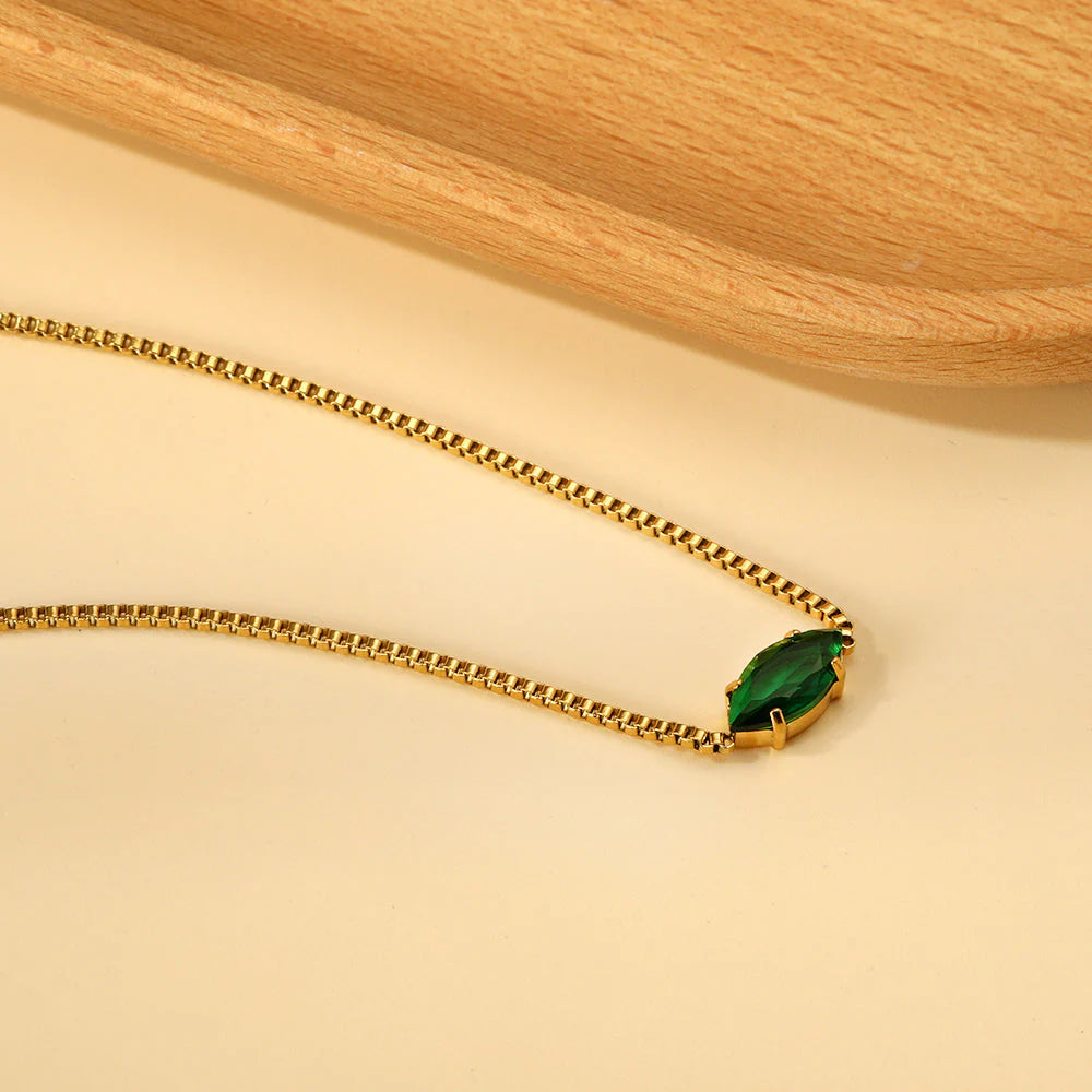 Marquise Crystal Solitaire Necklace