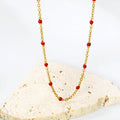 Enamel Bead Station Cable Chain Necklace