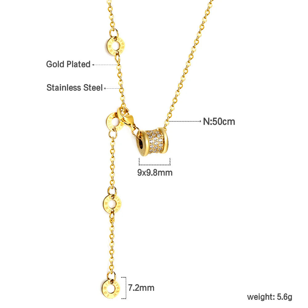 Pavé Barrel Lariat Necklace