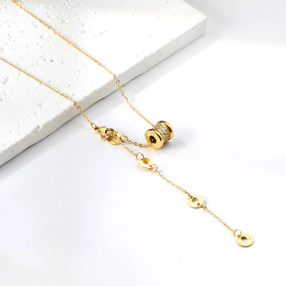 Pavé Barrel Lariat Necklace