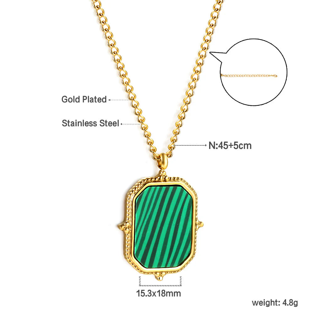 Malachite Royale Gold Pendant Necklace