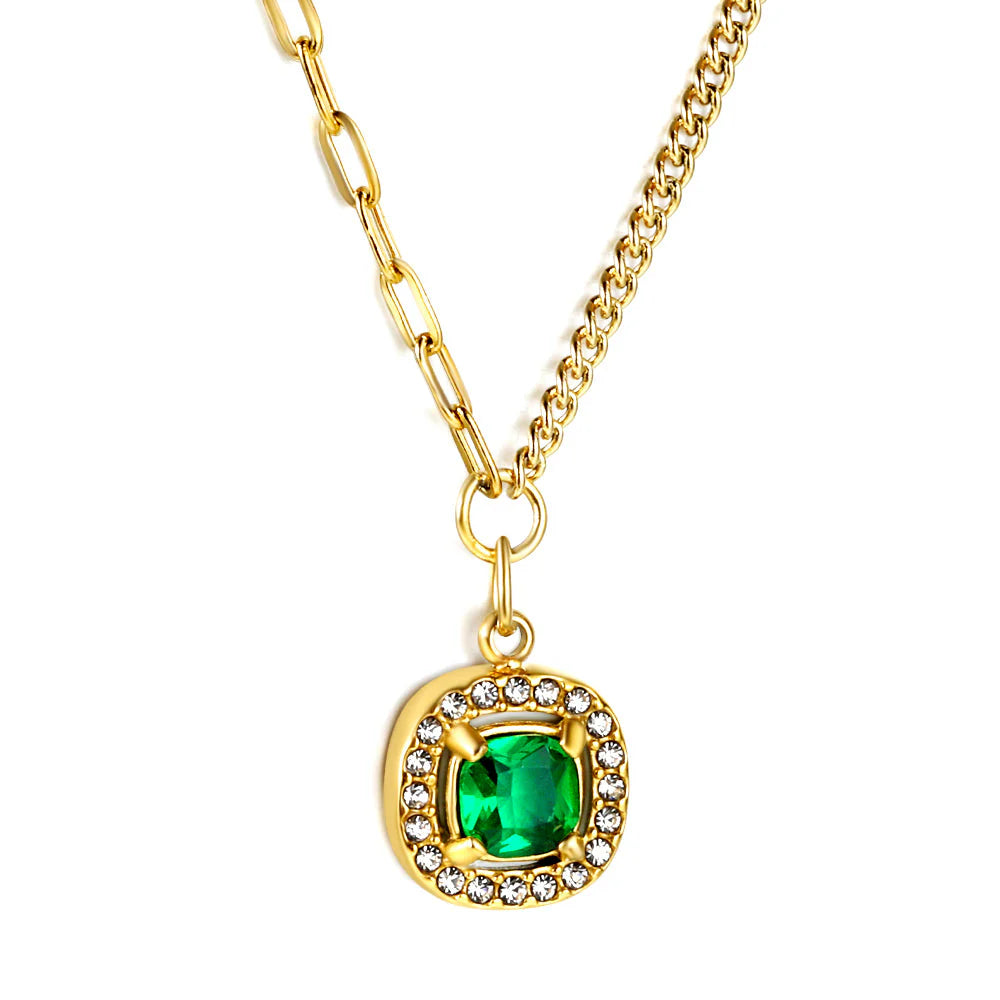 Emerald & Diamond Pendant Necklace