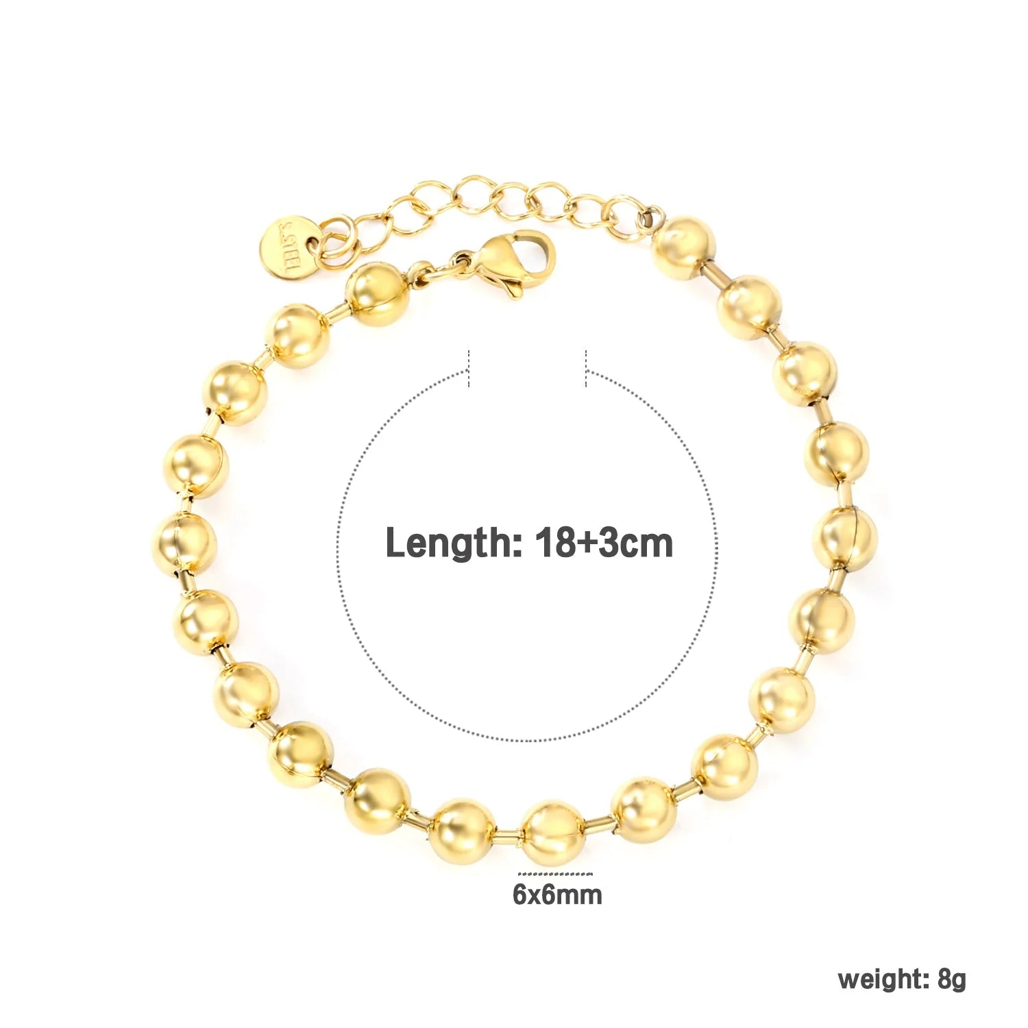 Polished Gold Ball Bead Bracelet