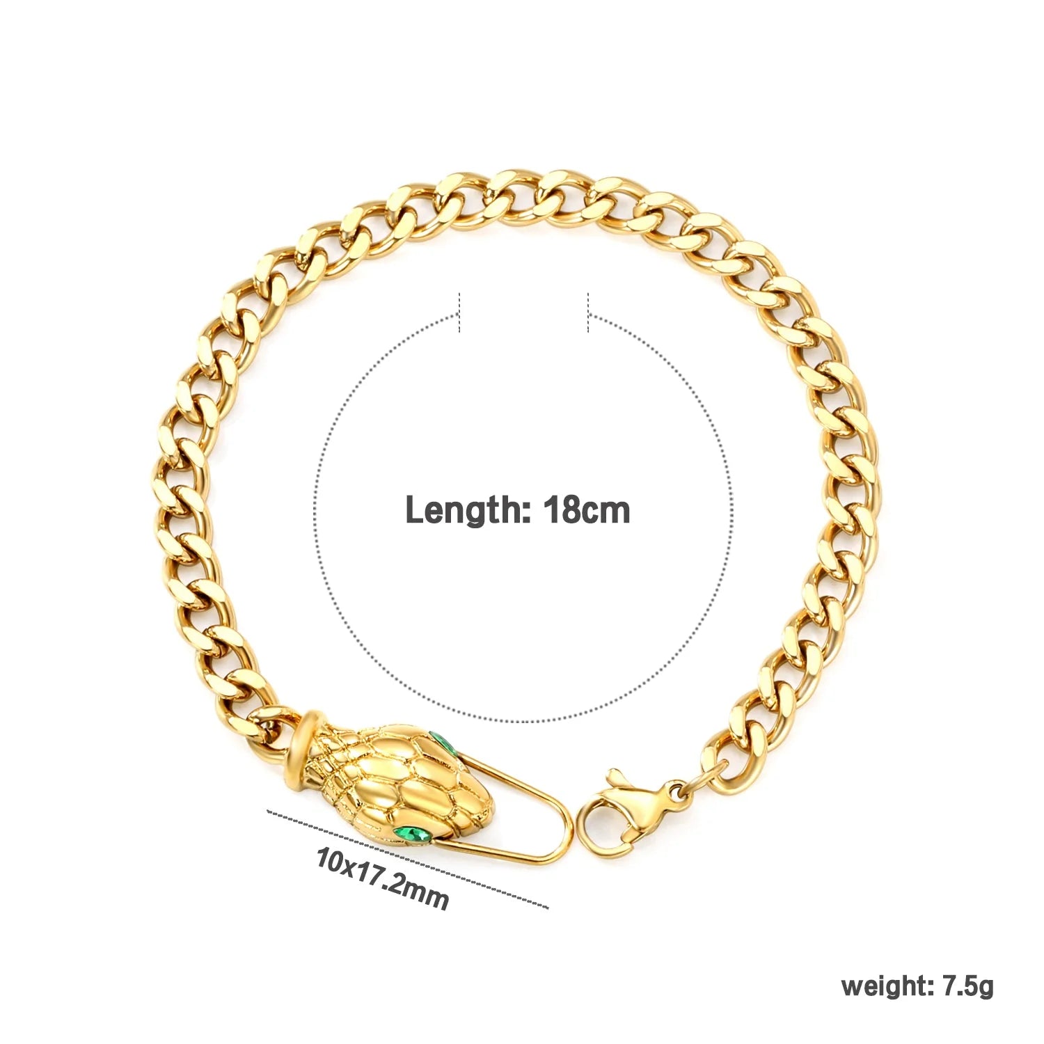 Snake Head Curb Chain Bracelet