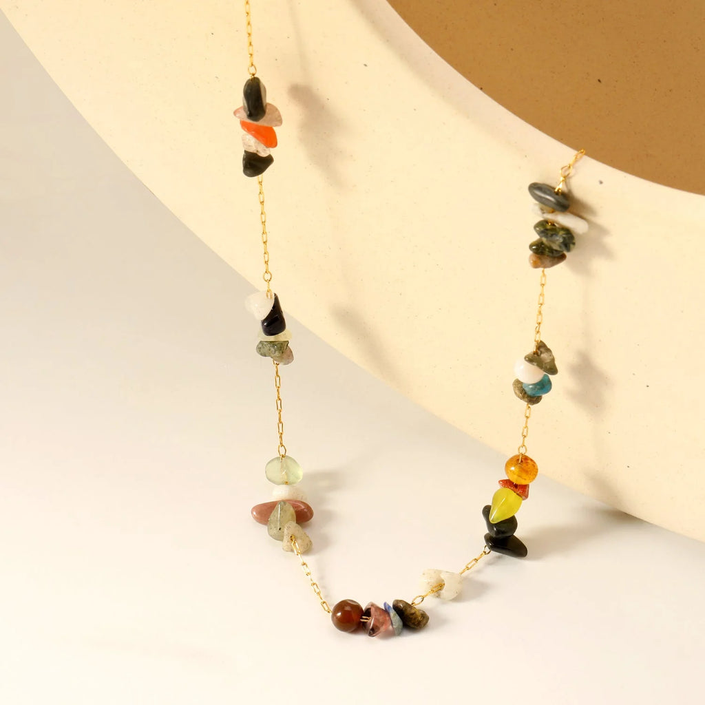 Natural Stone Chip Station Necklace