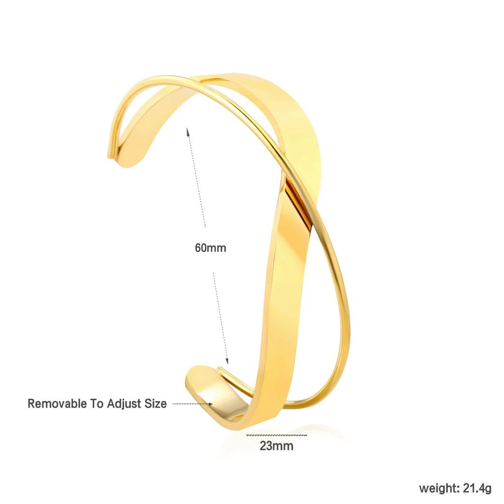 Crossover Twist Double Band Cuff Bangle