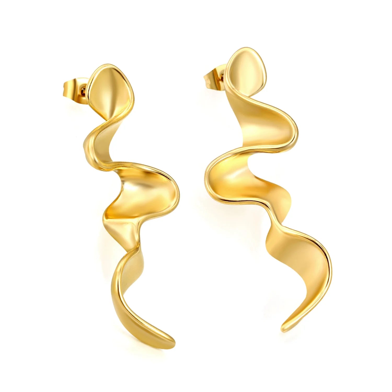 Gold Irregular Line Drop Earrings