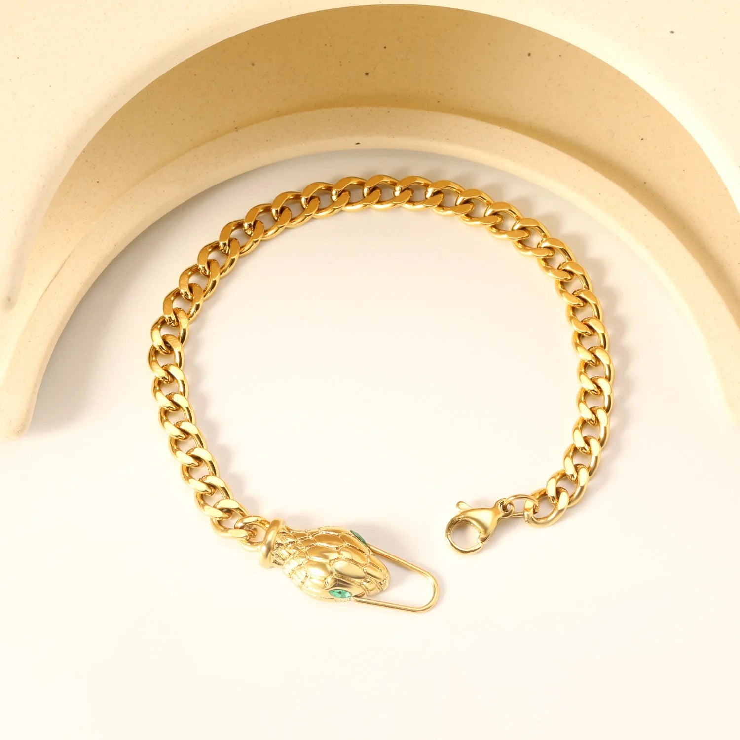 Snake Head Curb Chain Bracelet