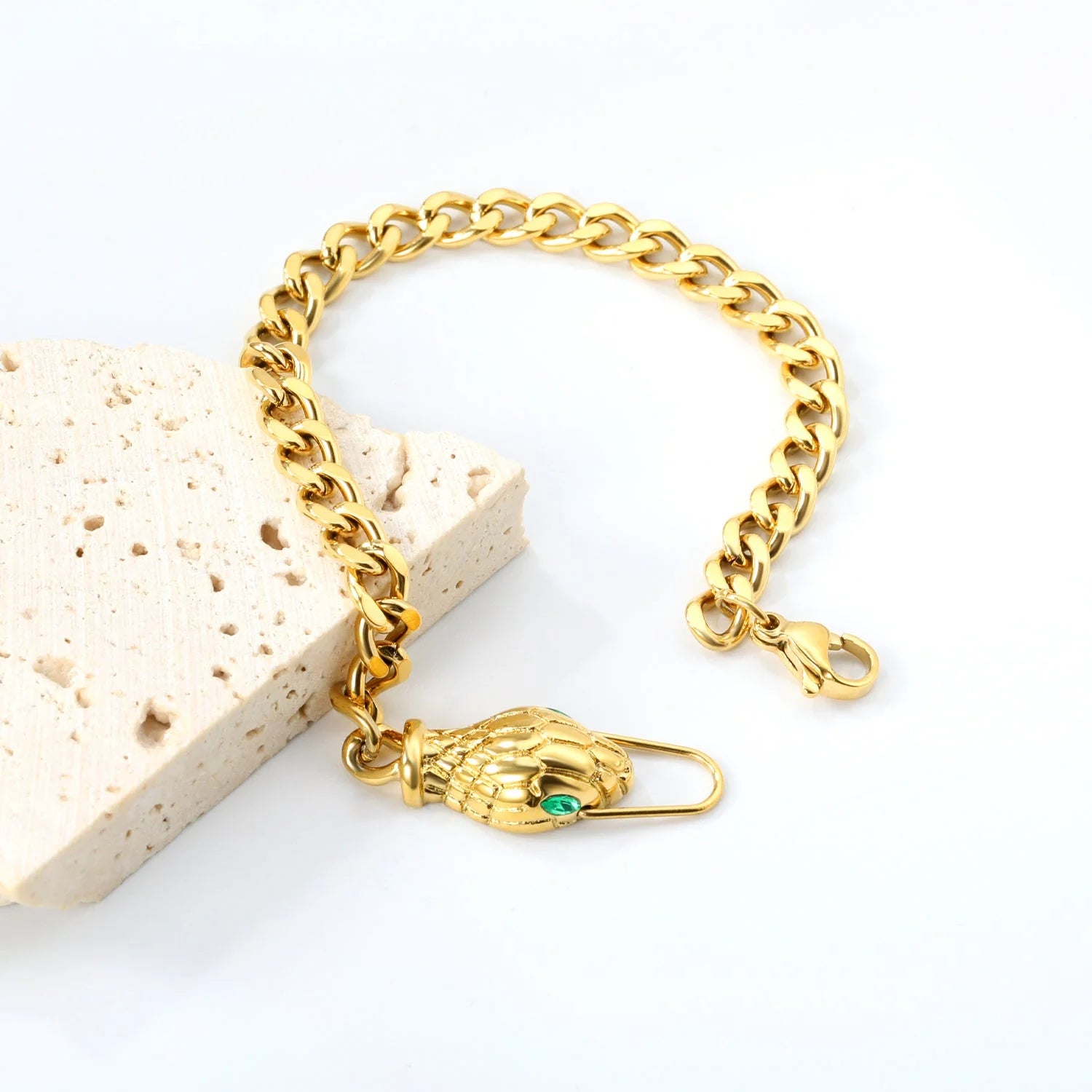 Snake Head Curb Chain Bracelet