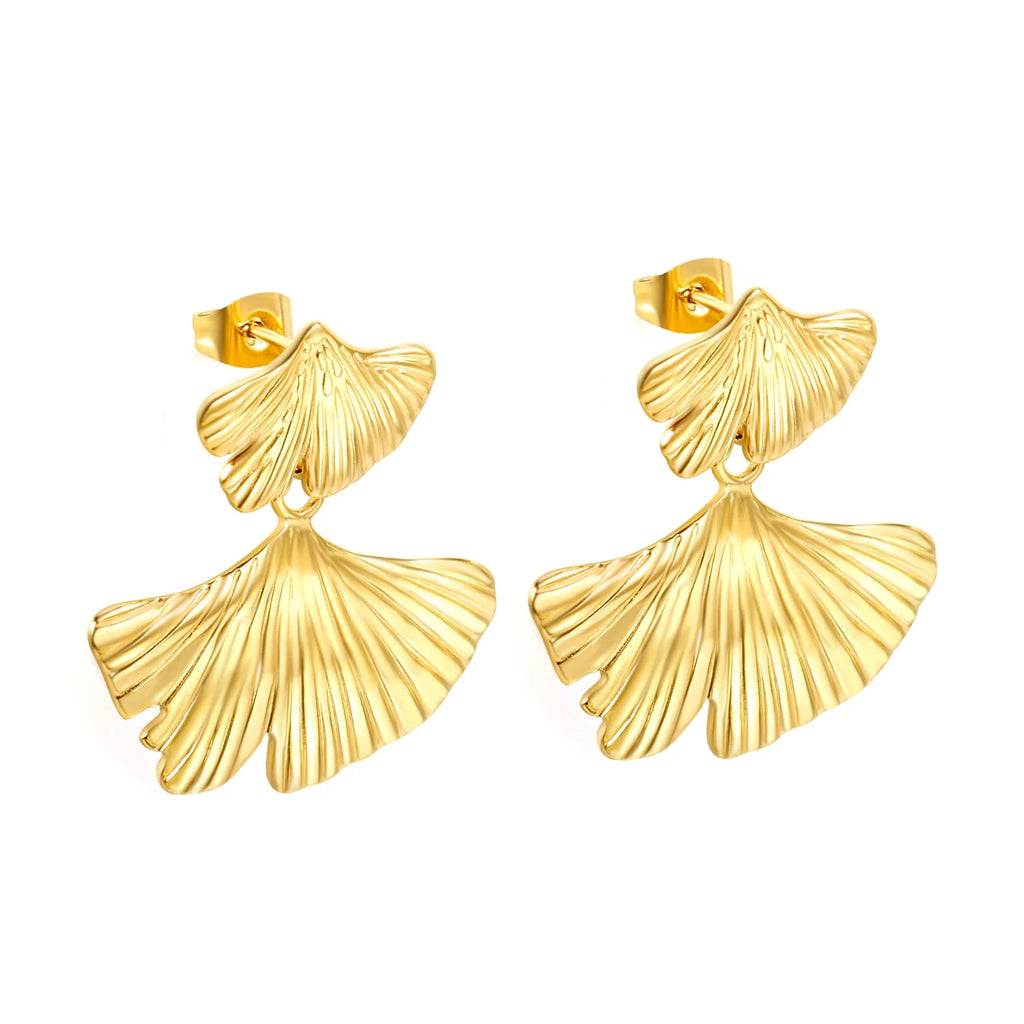 Golden Ginkgo Drop Earrings