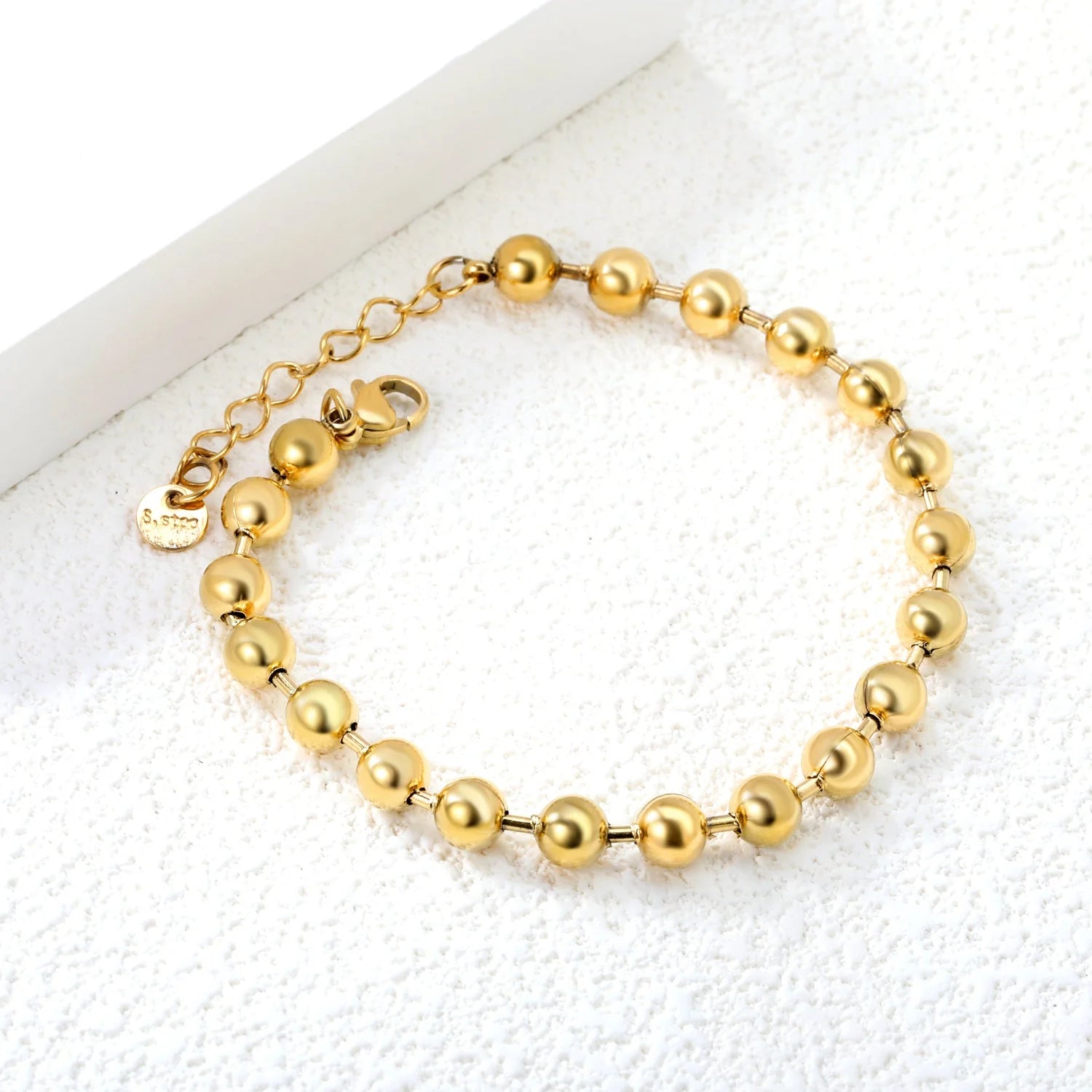 Polished Gold Ball Bead Bracelet