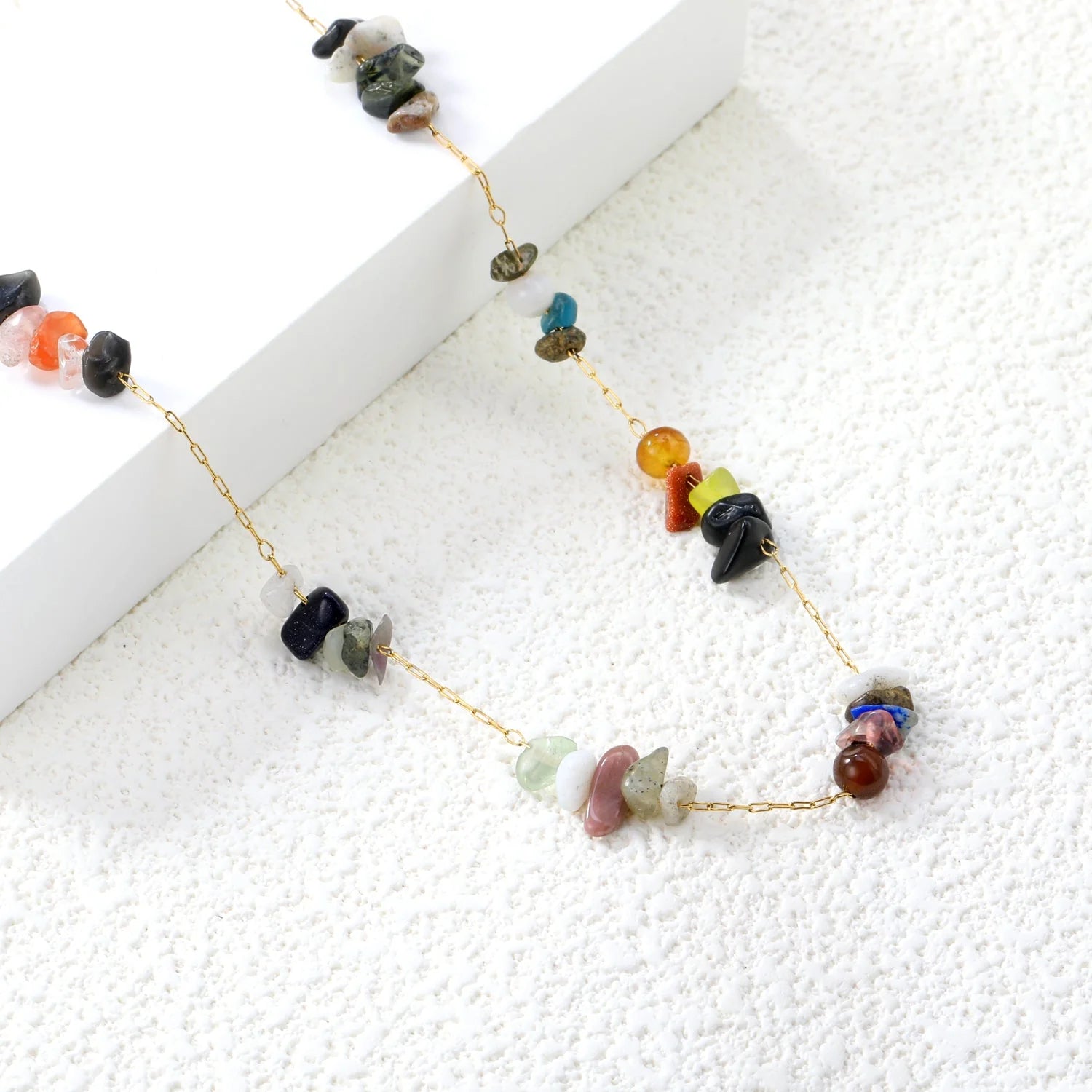 Natural Stone Chip Station Necklace