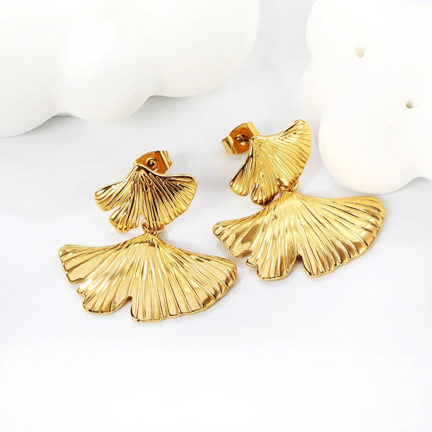 Golden Ginkgo Drop Earrings
