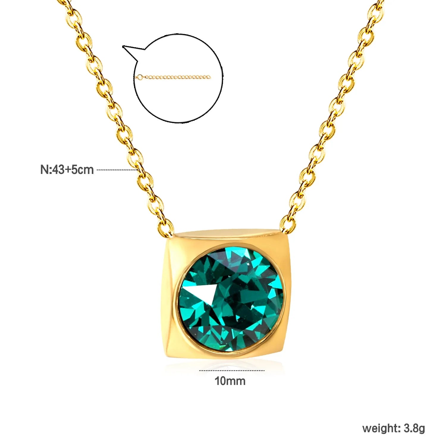 Emerald Square Bezel Pendant Necklace