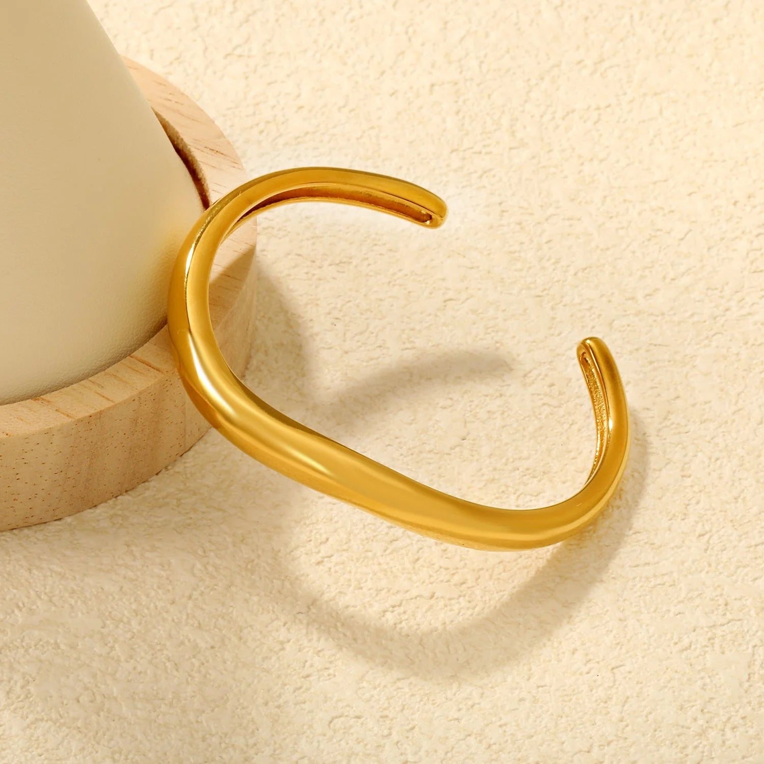 Minimalist Round Wire Open Cuff Bangle