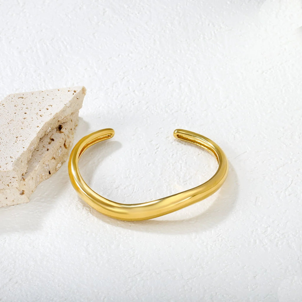 Minimalist Round Wire Open Cuff Bangle