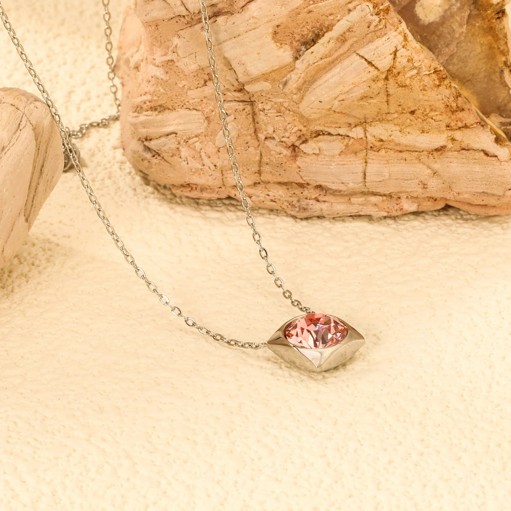 Rose Square Bezel Pendant Necklace