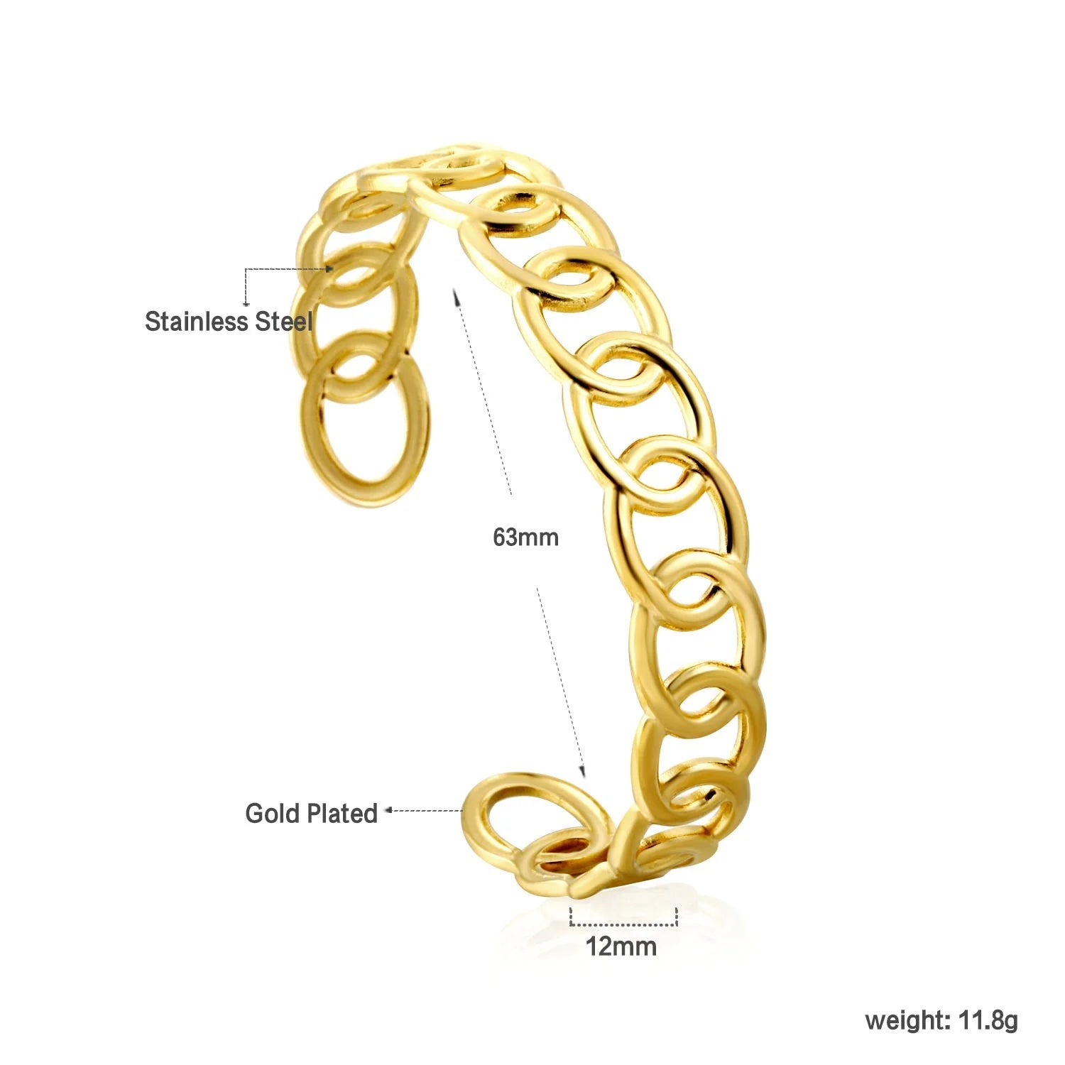 Interlocking Oval Link Cuff Bangle