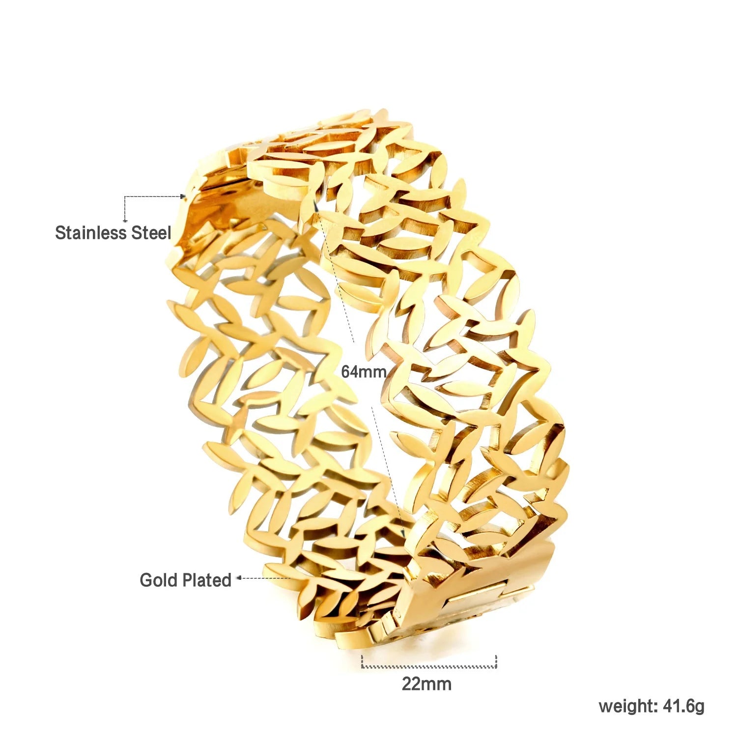 Hollow Leaf Lattice Wide Cuff Bangle