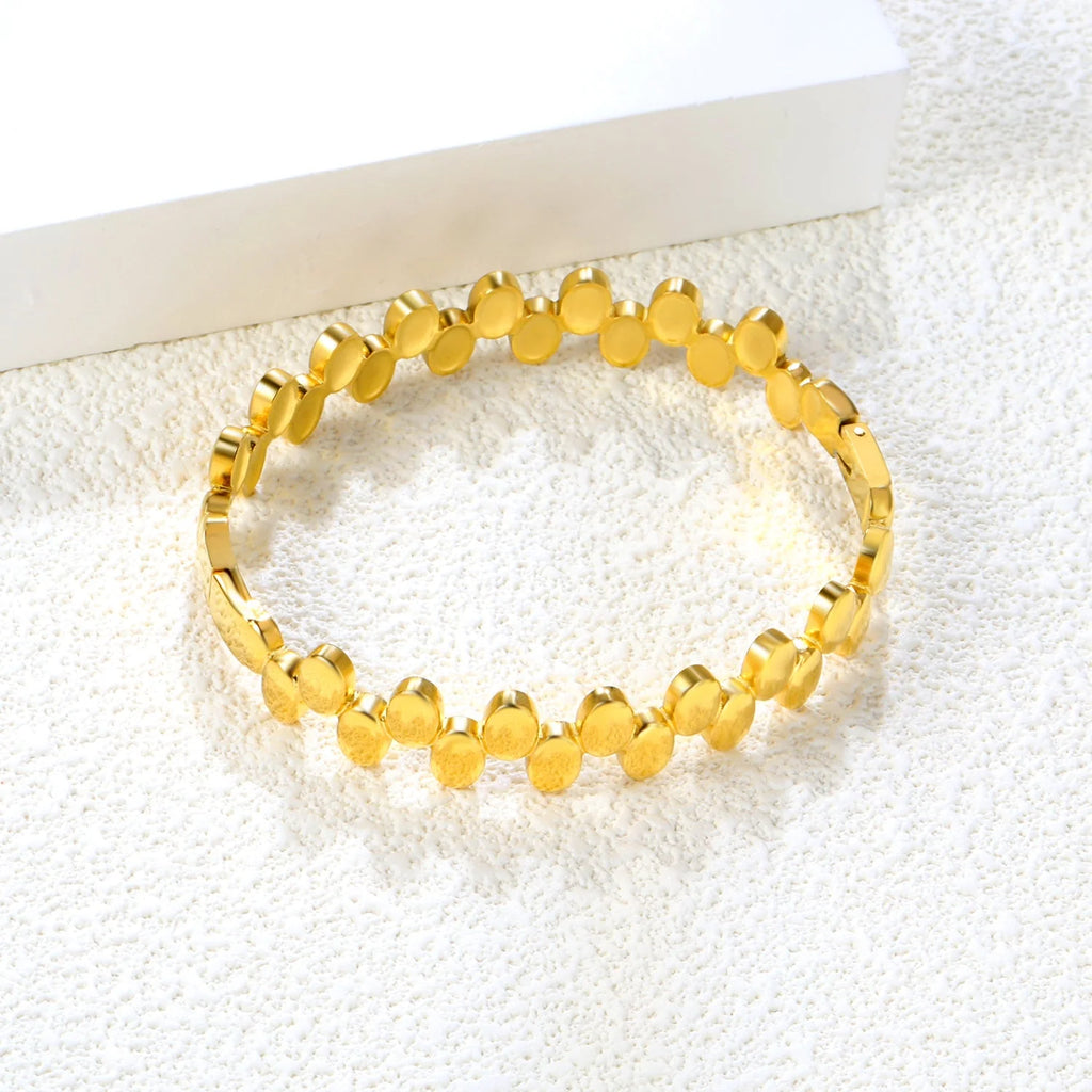 Double Row Oval Disc Link Bangle