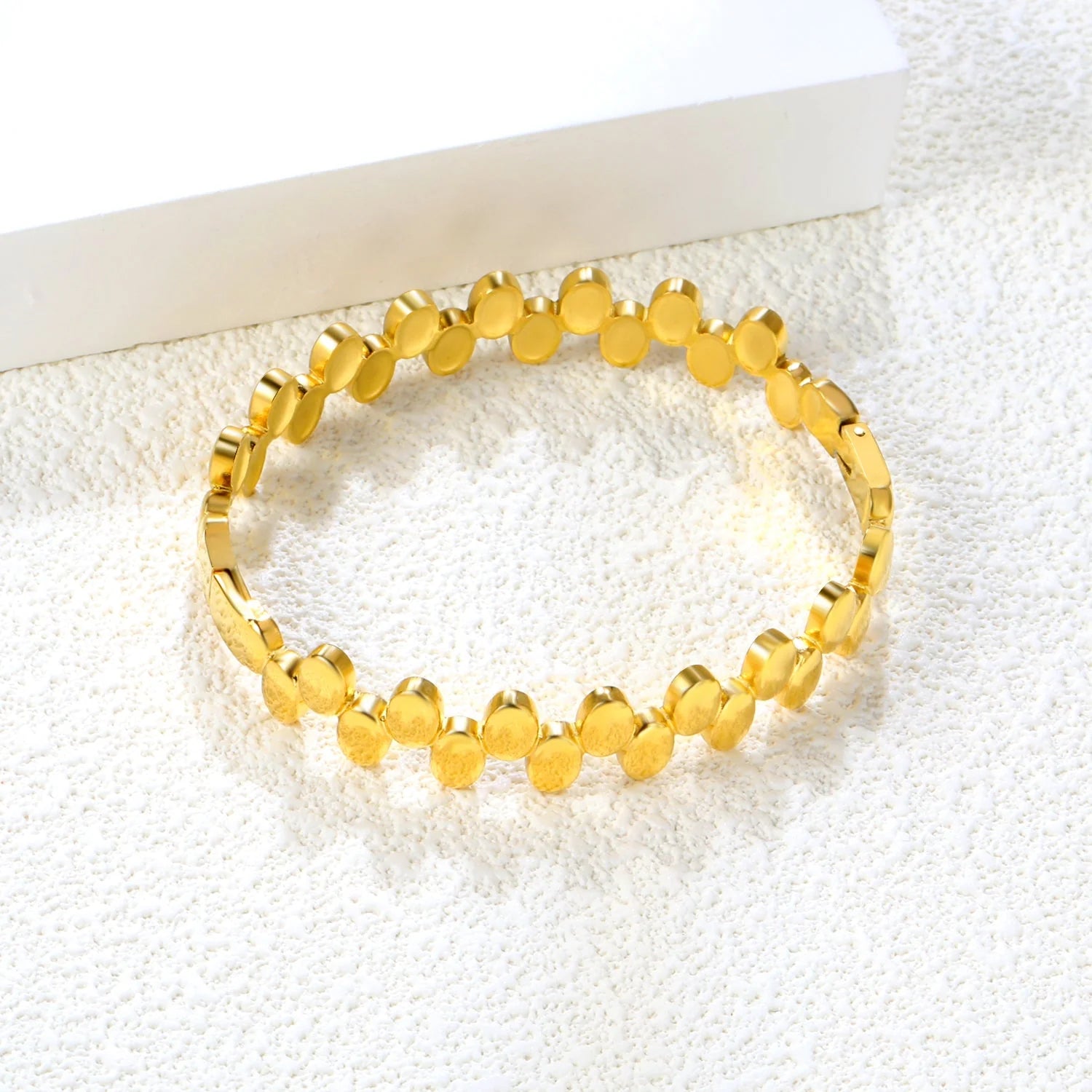 Double Row Oval Disc Link Bangle