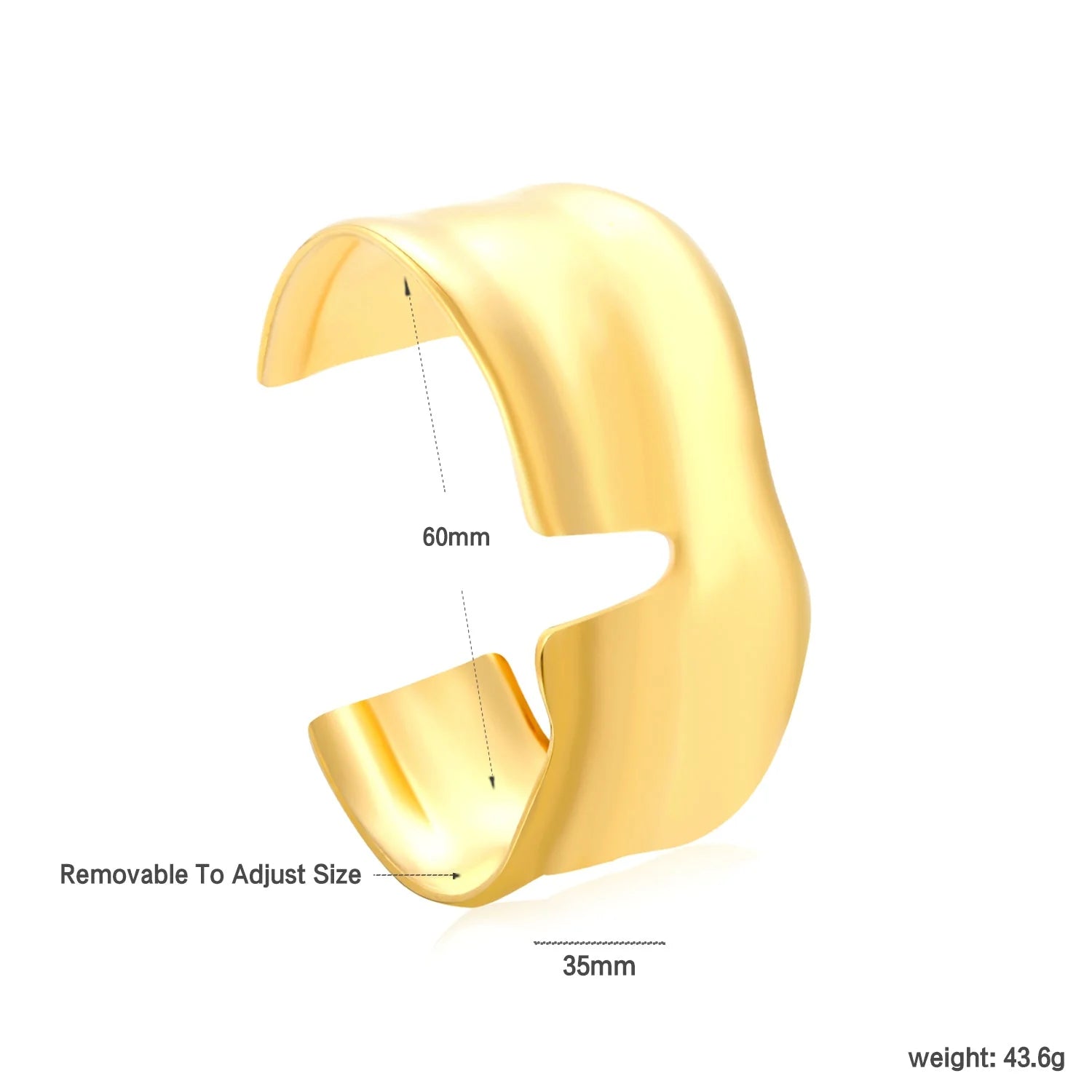 Sculptural Wave Wide Open Cuff Bangle