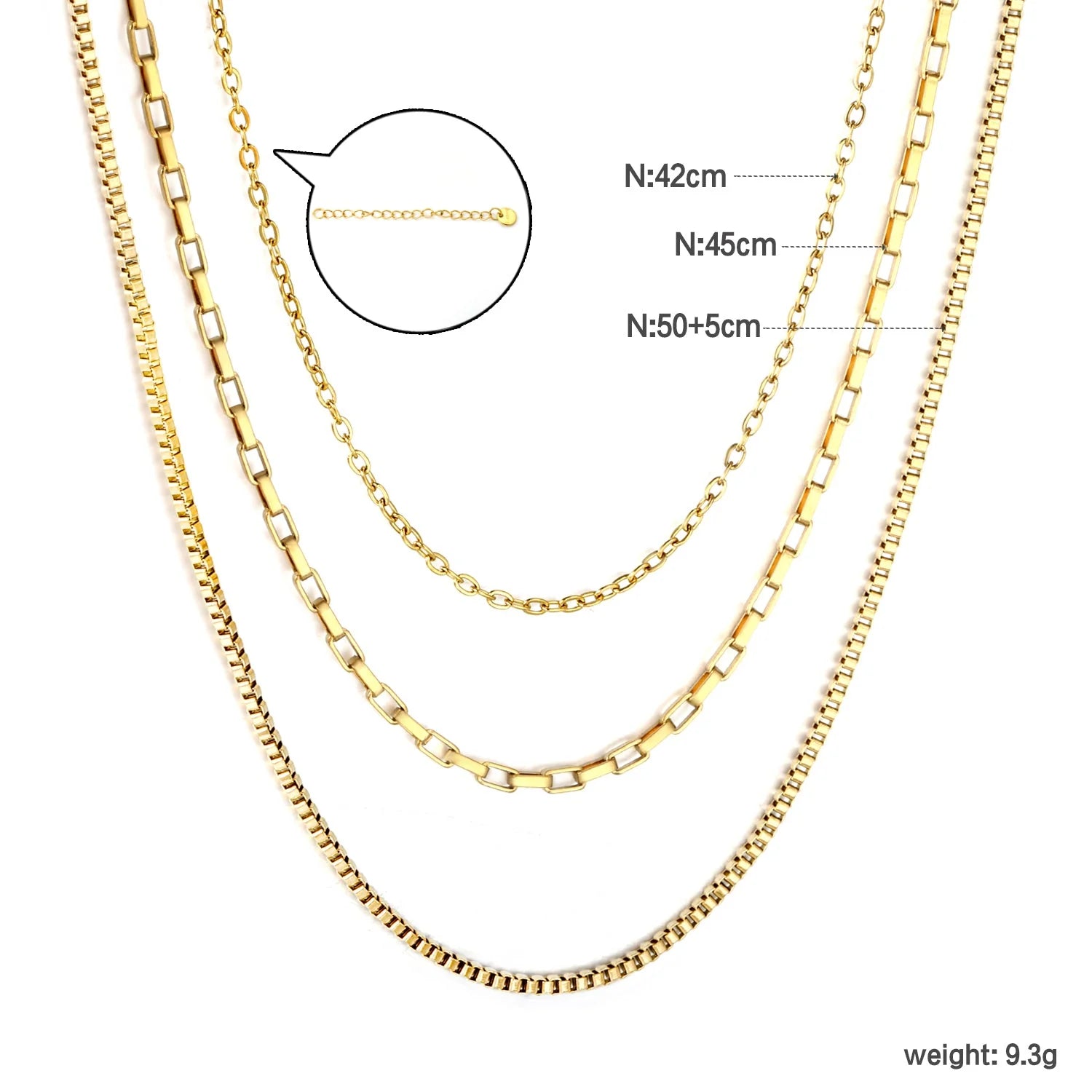 Triple Layer Mixed Chain Gold Necklace