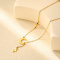 Moon & Star Lariat Cable Chain Necklace