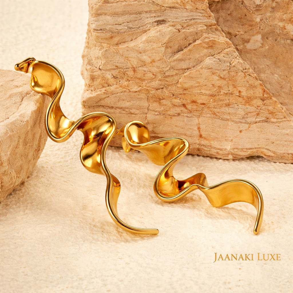Gold Irregular Line Drop Earrings