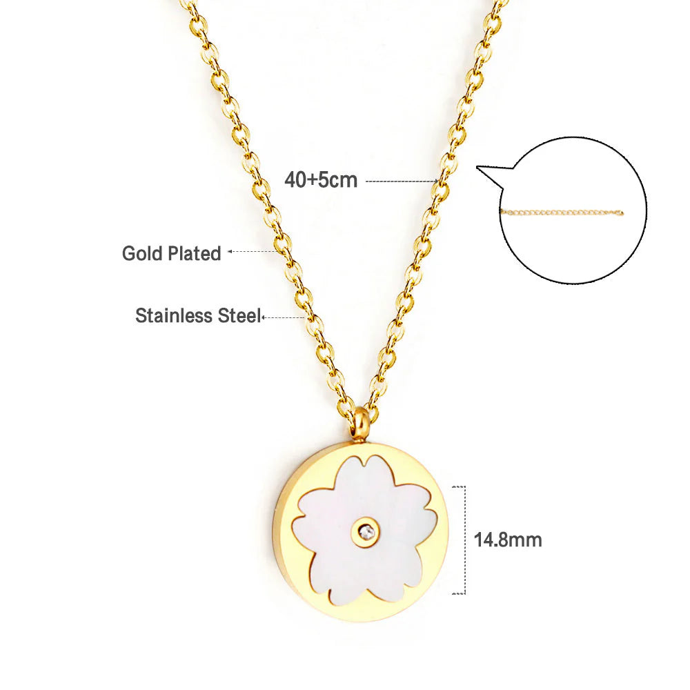 Black Blossom Gold Coin Necklace