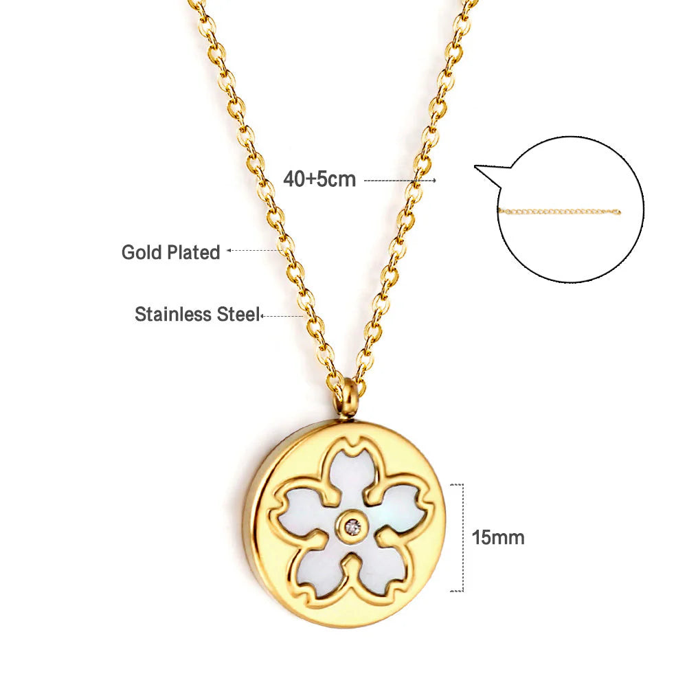 Mother of Pearl Fleur Medallion Necklace