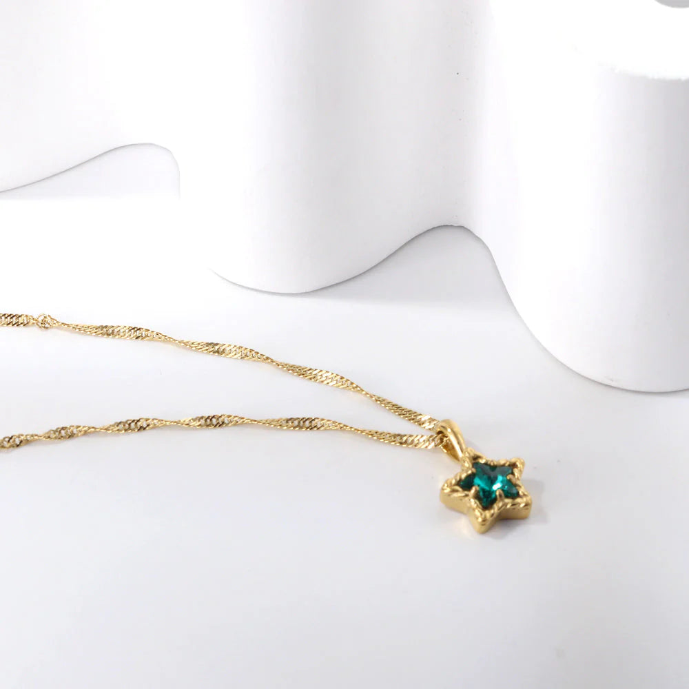 Emerald Star Crystal Pendant Necklace
