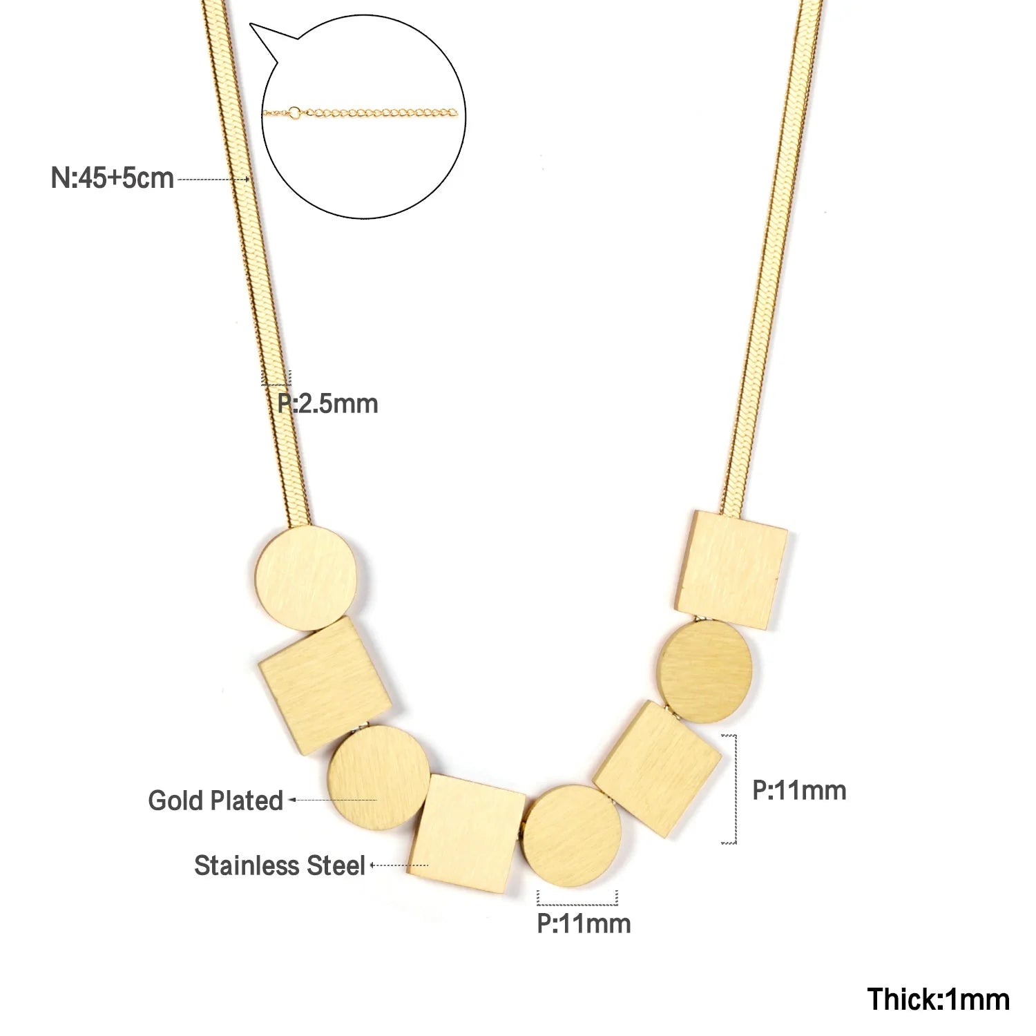 Gold Geo Shape Station Necklace