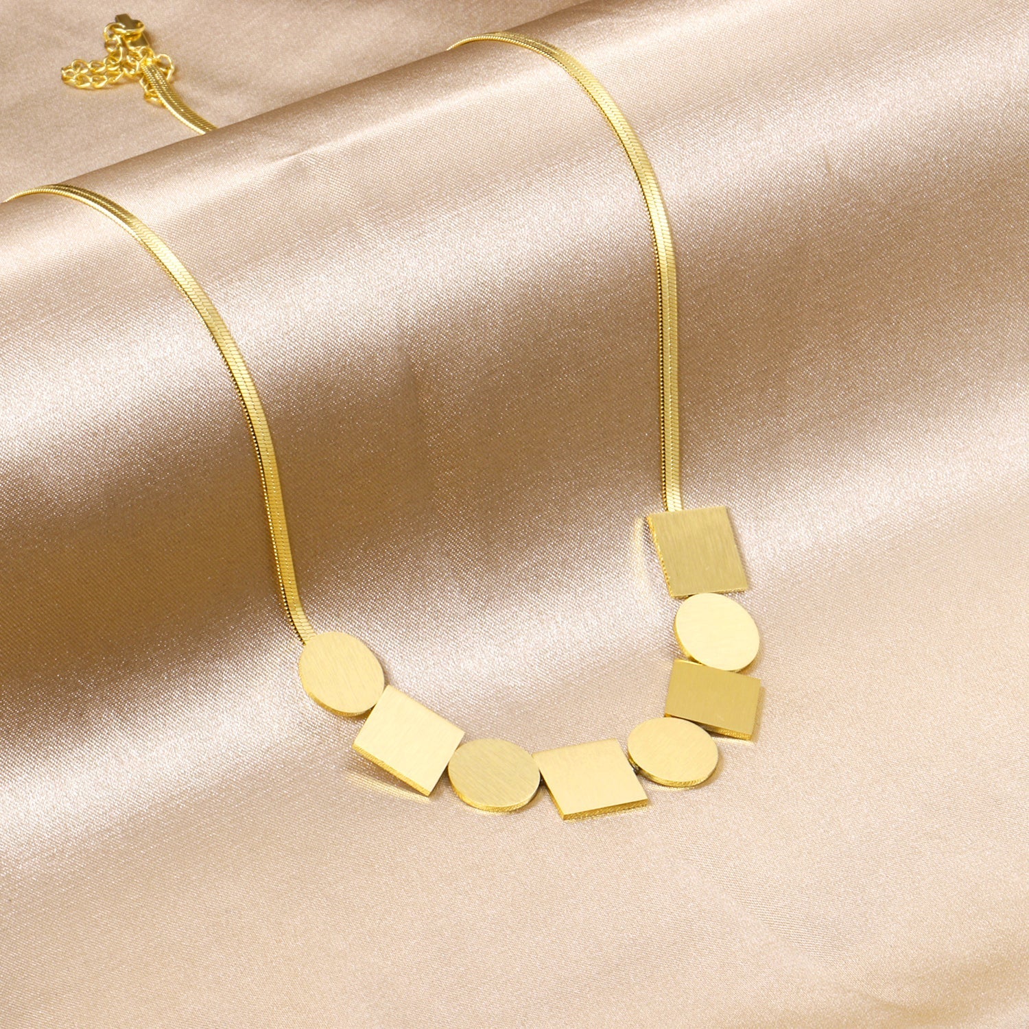 Gold Geo Shape Station Necklace