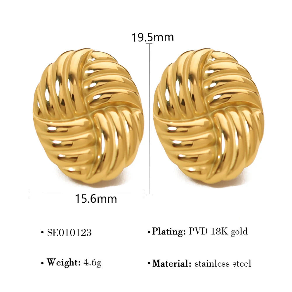 18K Gold Woven Knot Stud Earrings