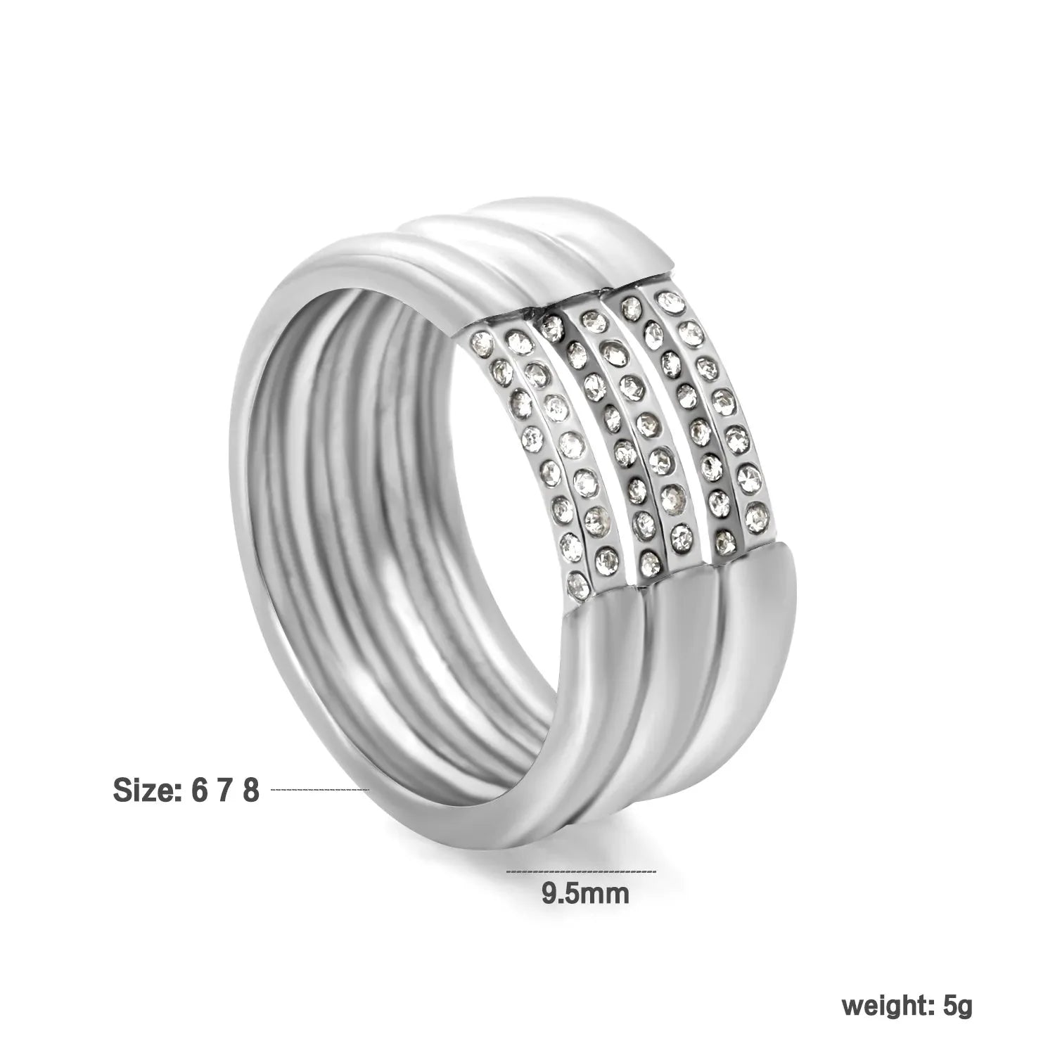 Silver Multi-Band Crystal Pavé Ring