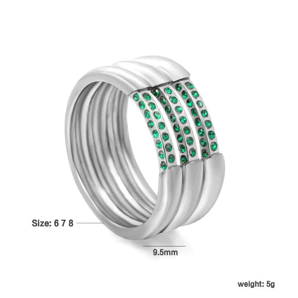 Silver Multi-Band Crystal Pavé Ring