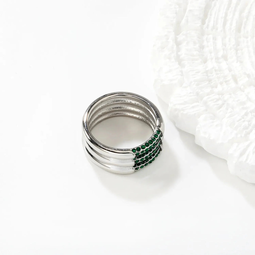 Silver Multi-Band Crystal Pavé Ring
